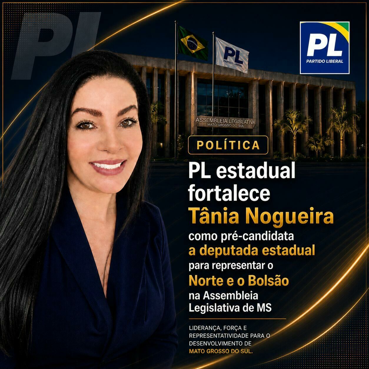 Imagem de compartilhamento para o artigo Com apoio do PL estadual, Tânia Nogueira lança pré-candidatura a deputada estadual para representar o Norte e o Bolsão da MS Todo dia